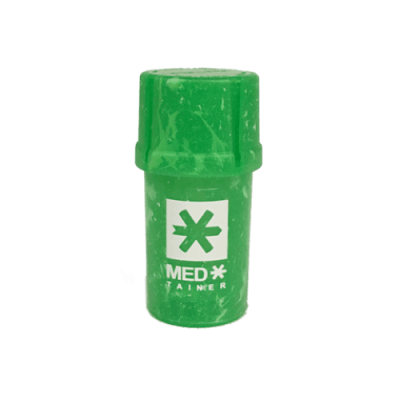 Medtainer | Storage w/ Grinder Green Marble Swirl w/ White Medtainer | Logo - 20 Dram | Make Grinding a Breeze Anytime, Anywhere