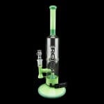 ROOR Tech | 16" 2 Barrel Chamber Stemless Bubbler - Milky & Mint Color | Elevate Your Smoke Game with Dual Percolation
