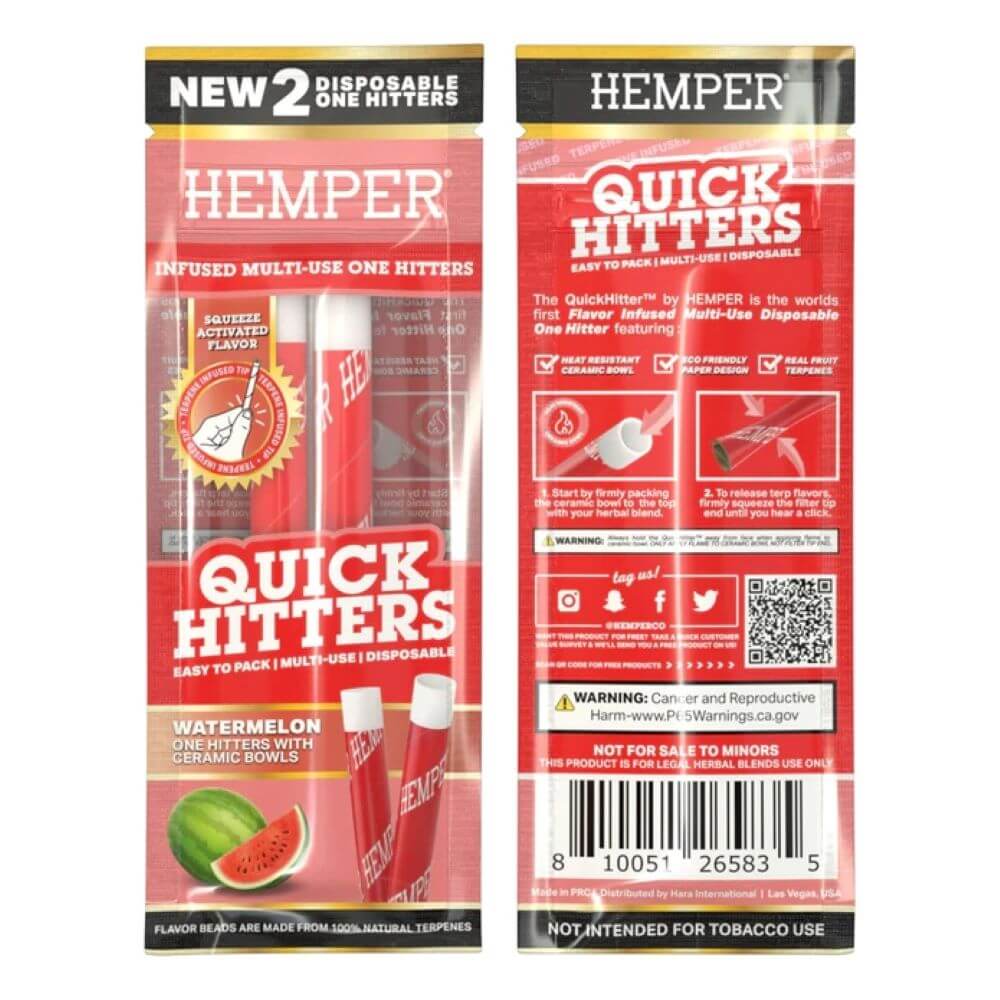 Hemper Quick Hitters - Multi-use Disposable One Hitter - Watermelon - 05