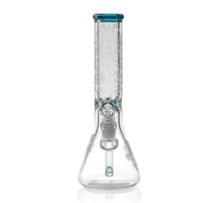 Empire Glassworks 12" Frosty Floral Beaker - Blue Starlight