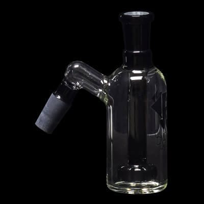 Diamond Glass Ash Catcher 45° 14mm/14mm w/ Showerhead Perc - Black - 01
