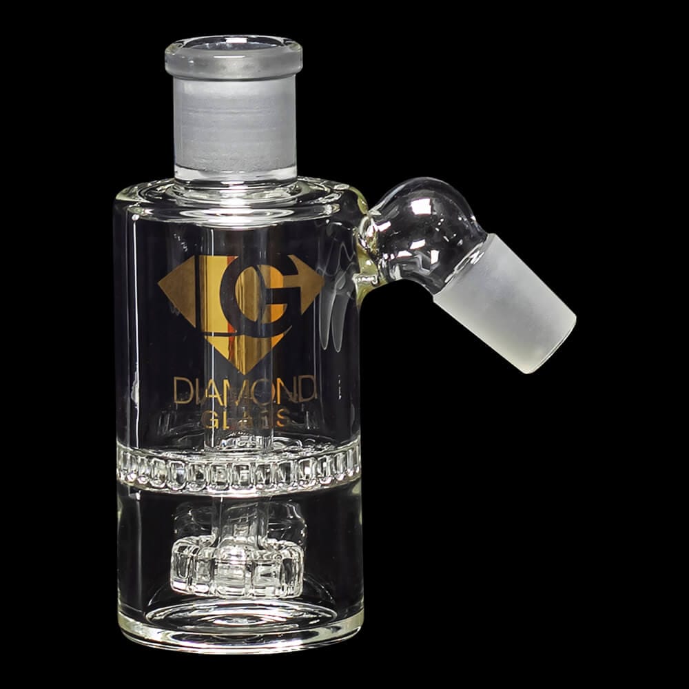 Diamond Glass Ash Catcher 45° 19mm/19mm w/ Showerhead & Honeycomb Percs - 01