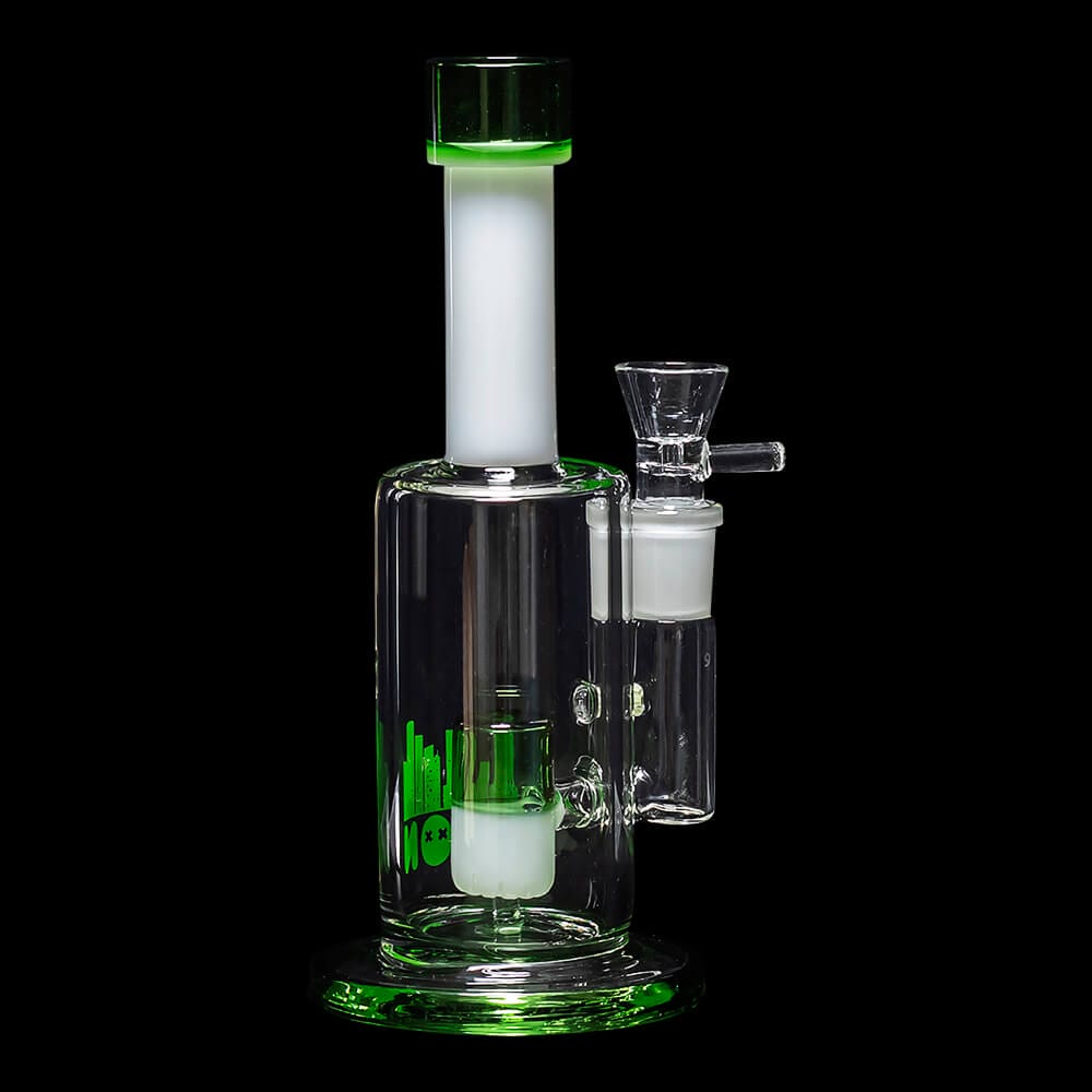 Diamond Glass Icon Pill Water Pipe - White & Green - 03