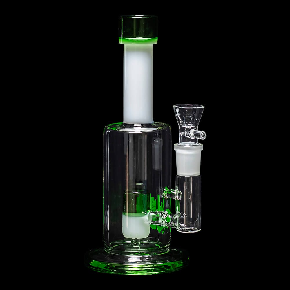 Diamond Glass Icon Pill Water Pipe - White & Green - 04
