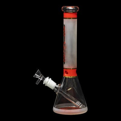 Diamond Glass Stripes 11.75" Frosted Glass Beaker Bong - 01