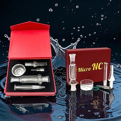 10mm Nectar Collector Kit w/ Titanium Tip, Quartz Tip, Clip & Glass Tray - Display